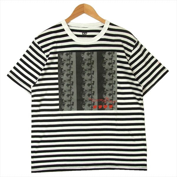エフアールティー グラフィック プリント 半袖 Tシャツ 白 × 黒 ボーダー 白 × 黒 ボーダー M【新古品】【未使用】【中古】