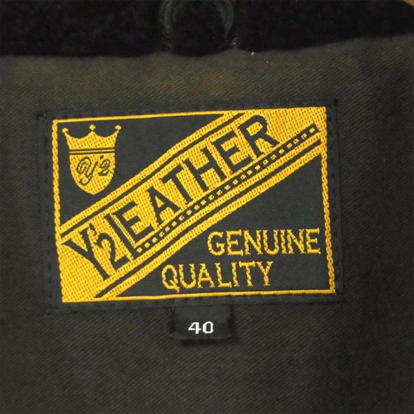 Y's ワイズ LEATHER ワイツー 牛革 スエード切替 襟ボア 日本製 レザー ジャケット ブラック系 ブラック系 40【中古】