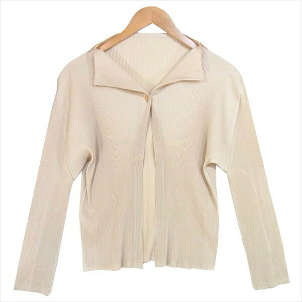 PLEATS PLEASE プリーツプリーズ PP03-F0783 ガンジーネック レディース カーディガン ベージュ系 ベージュ系 3【美品】【中古】