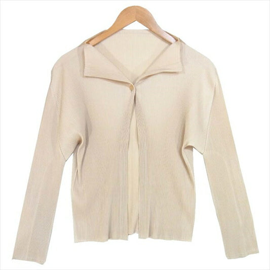 PLEATS PLEASE プリーツプリーズ PP03-F0783 ガンジーネック レディース カーディガン ベージュ系 ベージュ系 3【美品】【中古】