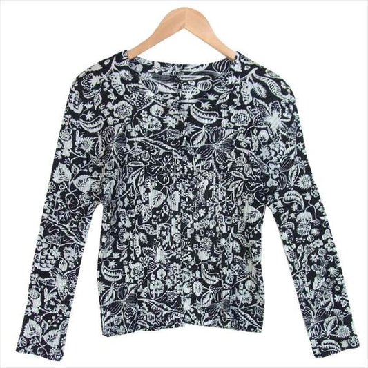 PLEATS PLEASE プリーツプリーズ イッセイミヤケ ISSEI MIYAKE PP93-JO753 ボタニカル 総柄 レディース カーディガン ブラック系 3【美品】【中古】