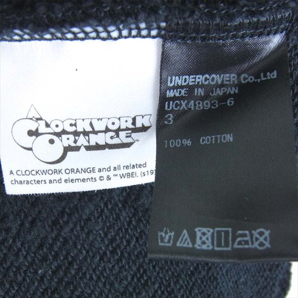UNDERCOVER アンダーカバー アンダーカバー UNDERCOVER UCX4893-6 19AW  時計仕掛けのオレンジ A CROCKWROK ORANGE プリント フーディ パーカー ブラック系 ３ 【美品】【即決】 ブラック系 ３【美品】【中古】