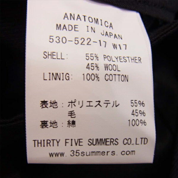 アナトミカ 訳難有 530-522-17 TRIM FITⅡ CAVALRY TWILL スラックス パンツ ネイビー系 ネイビー系 36【新古品】【未使用】【中古】