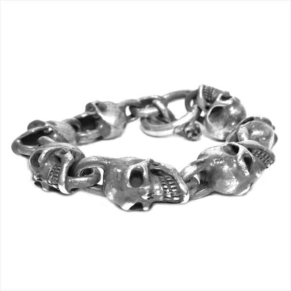 GABOR ガボール ギャランティ付属 ALL SKULL LINK BRACELET オール 7スカル リンク  ブレスレット シルバー 全長21cm程度【中古】