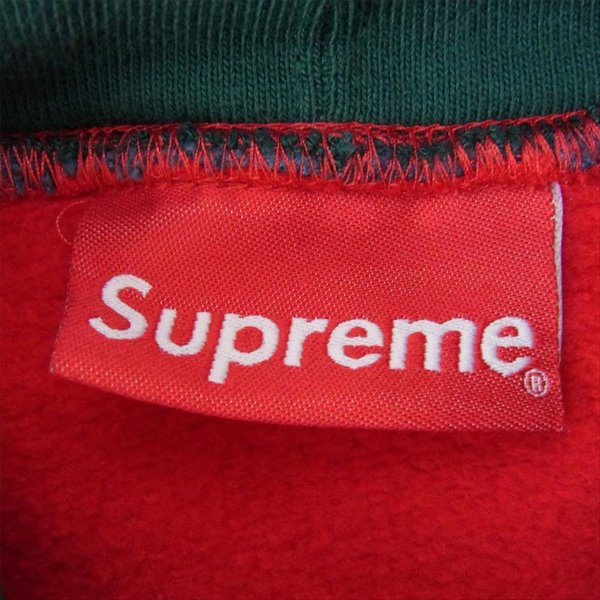 Supreme シュプリーム 18AW Paneled Hooded Sweatshirt フードロゴ刺繍パネル切替プルオーバースウェット パーカー レッド系 L【中古】