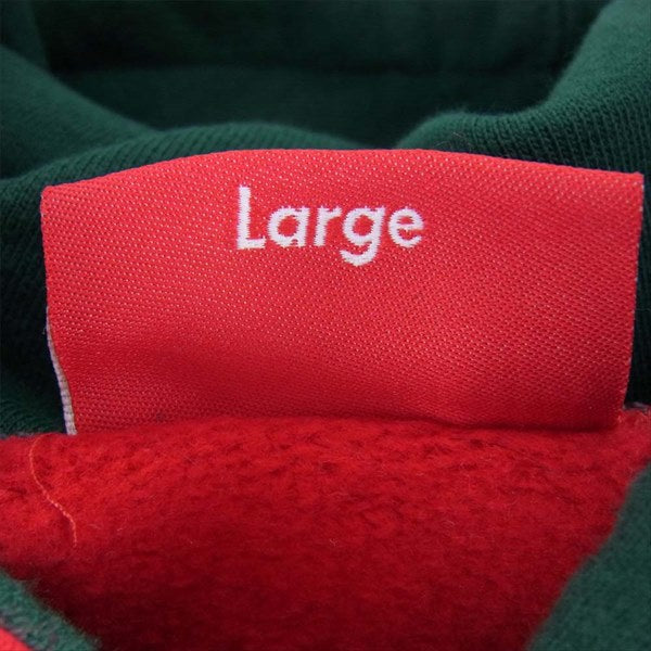 Supreme シュプリーム 18AW Paneled Hooded Sweatshirt フードロゴ刺繍パネル切替プルオーバースウェット パーカー レッド系 L【中古】