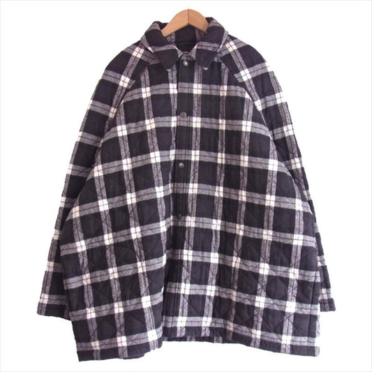 BALENCIAGA バレンシアガ 国内正規品 556232 ビッグシルエット チェック キルティング コート ジャケット 黒系 50【新古品】【未使用】【中古】