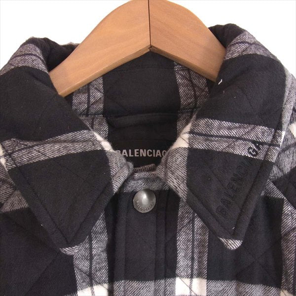 BALENCIAGA バレンシアガ 国内正規品 556232 ビッグシルエット チェック キルティング コート ジャケット 黒系 50【新古品】【未使用】【中古】