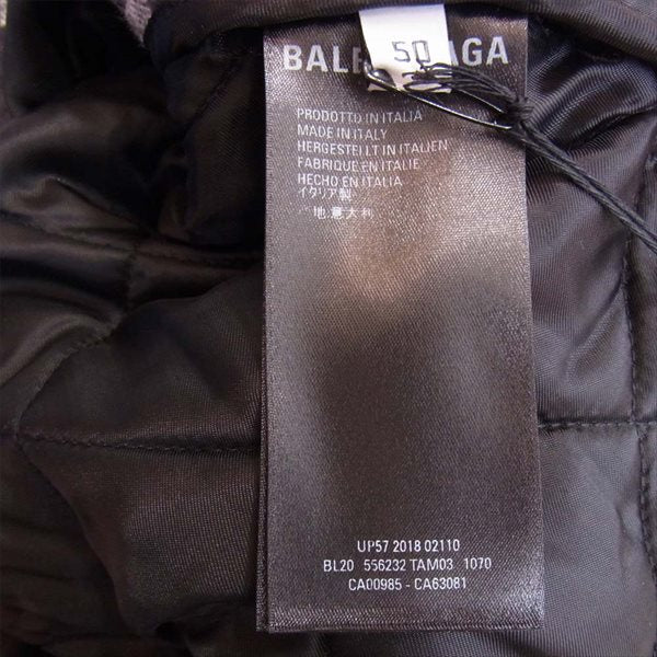 BALENCIAGA バレンシアガ 国内正規品 556232 ビッグシルエット チェック キルティング コート ジャケット 黒系 50【新古品】【未使用】【中古】