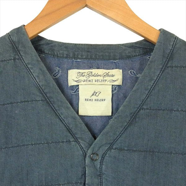 REMI RELIEF レミレリーフ 200527 ノーカラー 中国製 ダウン ジャケット インディゴブルー系 インディゴブルー系 M【中古】