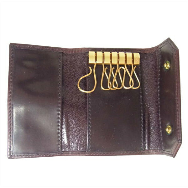 ALDEN オールデン 6連 革 無地 シンプル ブランドロゴ 茶色 キーケース ブラウン系 ブラウン系【中古】