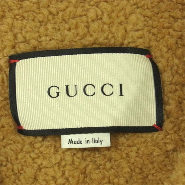 GUCCI グッチ バック ロゴ ボア イタリア製 ジャケット ブラック系 44【中古】