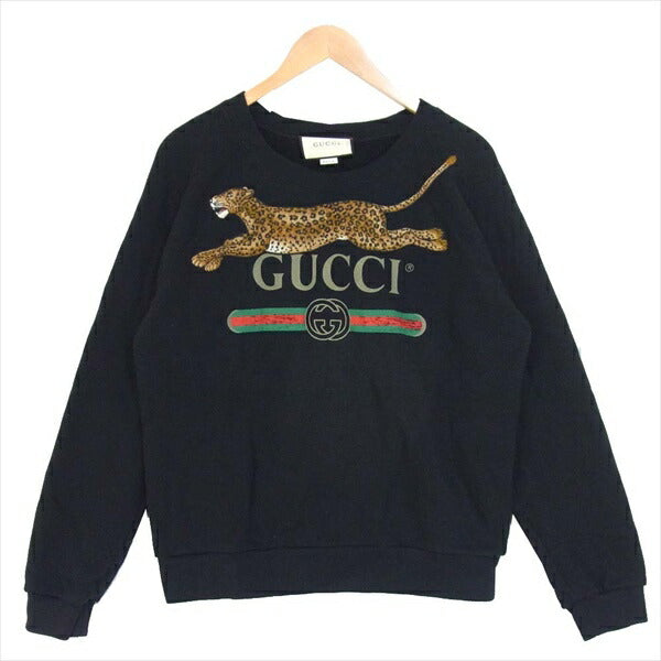 GUCCI グッチ 国内正規品 18AW 527743-X9X94 ヴィンテージロゴ ジャガー イタリア製 スウェット 黒系 XS【中古】