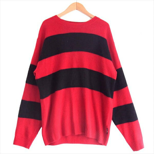 HYSTERIC GLAMOUR ヒステリックグラマー 02183NS10 ラクーン ボーダー ウール ニット 赤×黒 赤×黒 L【中古】