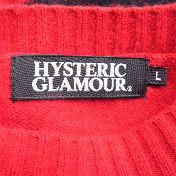 HYSTERIC GLAMOUR ヒステリックグラマー 02183NS10 ラクーン ボーダー ウール ニット 赤×黒 赤×黒 L【中古】