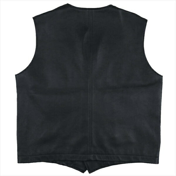 PORTER CLASSIC ポータークラシック PC GOAT LEATHER VEST エナメルシルバーボタン レザーベスト ベスト ジレ 黒系 XL【美品】【中古】