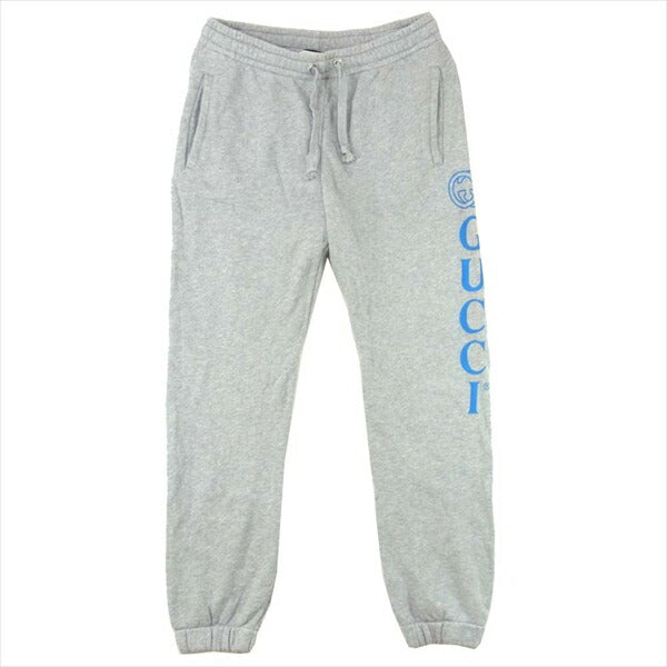 GUCCI グッチ 国内正規 18AW 522841 イタリア製 コットン ロゴプリント スウェット パンツ グレー系 S【中古】