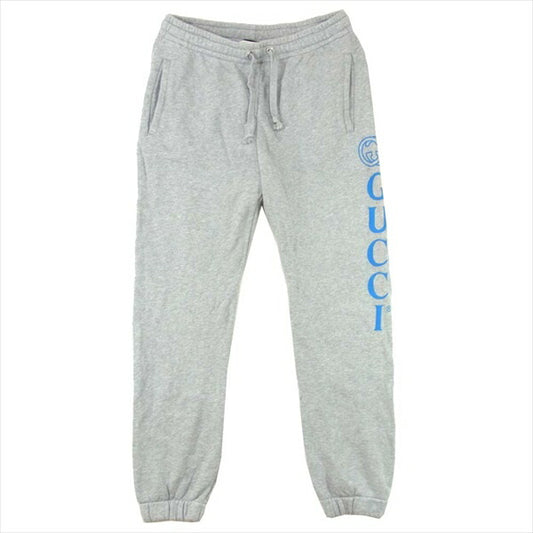 GUCCI グッチ 国内正規 18AW 522841 イタリア製 コットン ロゴプリント スウェット パンツ グレー系 S【中古】