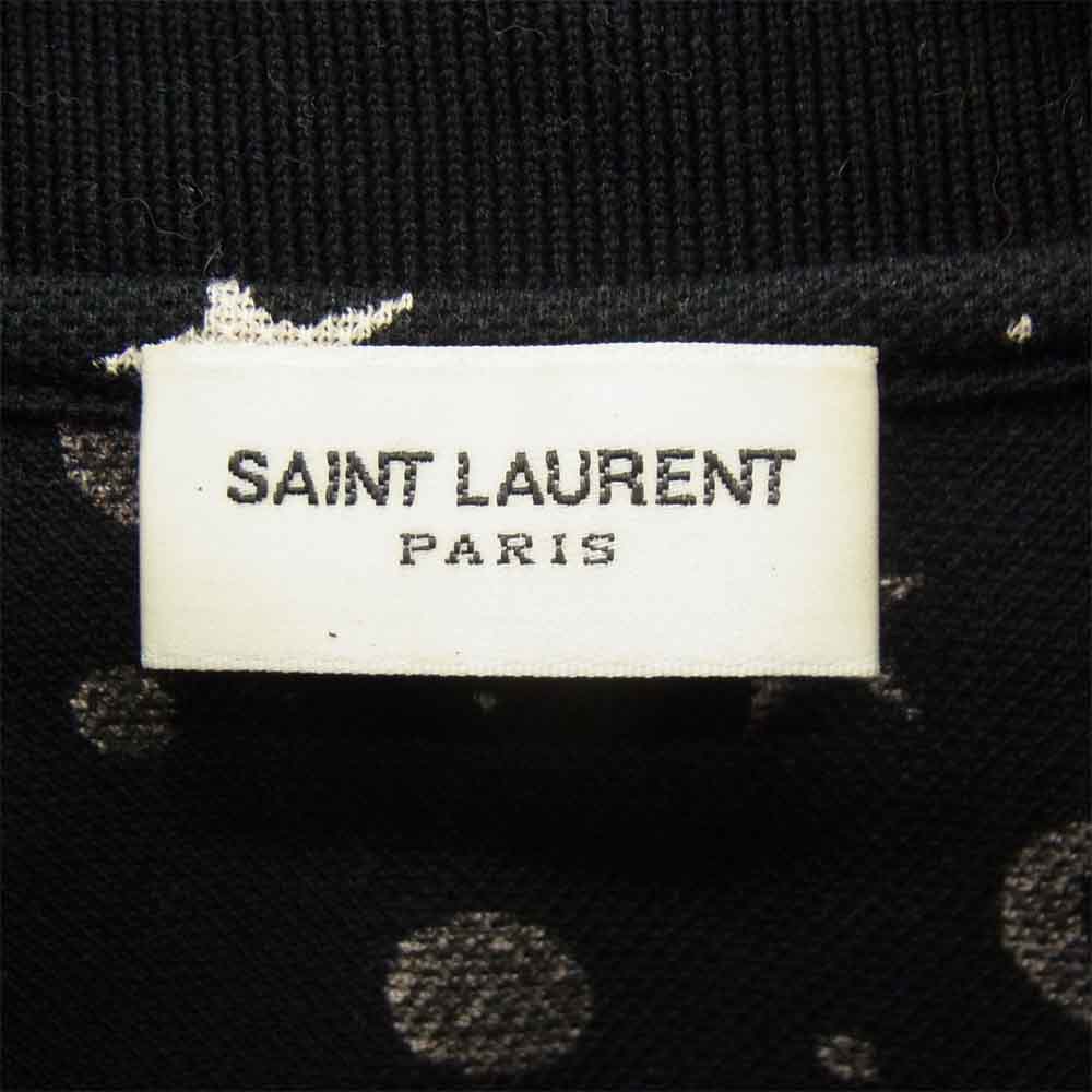 SAINT LAURENT サンローラン 国内正規品 エディ期 454125 YB1DQ 16SS ムーン スター 総柄 ポロシャツ 黒系  黒系 S【中古】