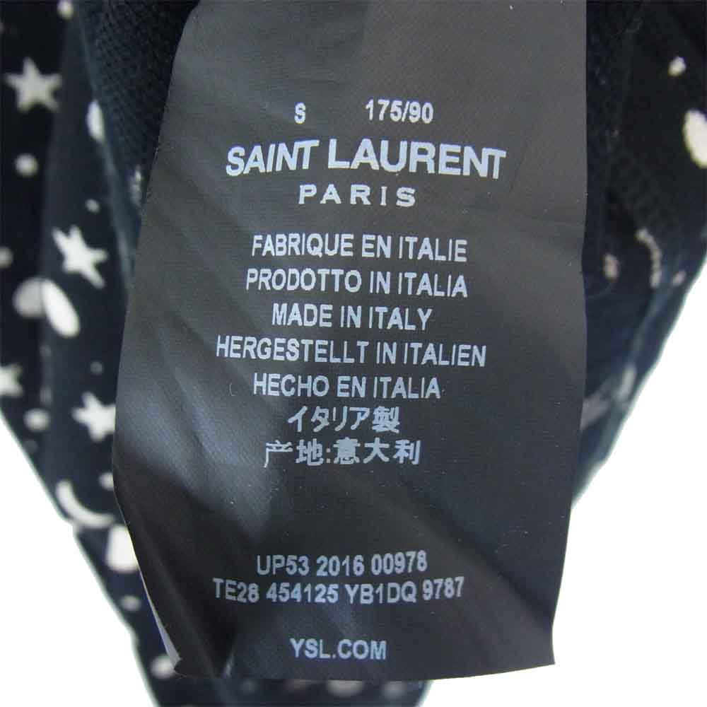 SAINT LAURENT サンローラン 国内正規品 エディ期 454125 YB1DQ 16SS ムーン スター 総柄 ポロシャツ 黒系  黒系 S【中古】