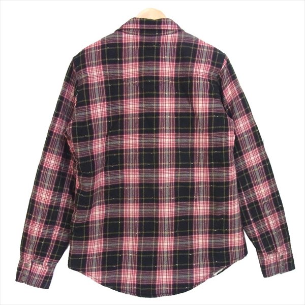 SAINT LAURENT サンローラン 国内正規品 581916 Y161T チェック ボア ムートン ジャケット 赤×黒系 L【美品】【中古】