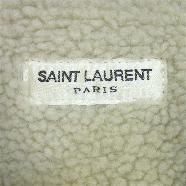 SAINT LAURENT サンローラン 国内正規品 581916 Y161T チェック ボア ムートン ジャケット 赤×黒系 L【美品】【中古】