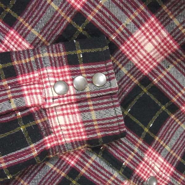 SAINT LAURENT サンローラン 国内正規品 581916 Y161T チェック ボア ムートン ジャケット 赤×黒系 L【美品】【中古】