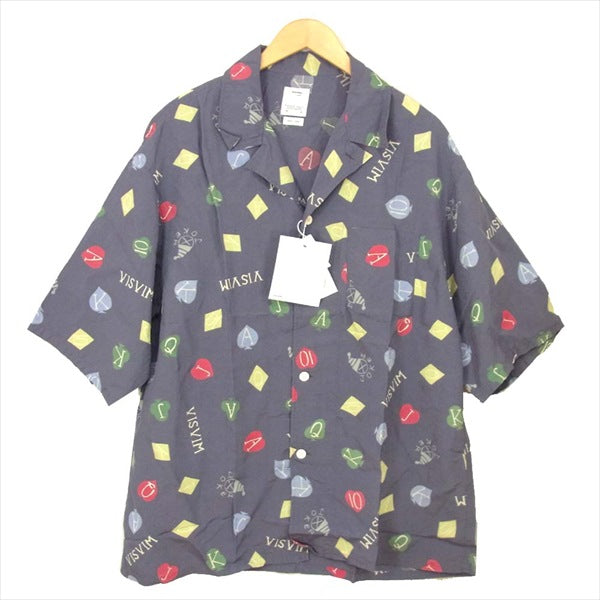 VISVIM ビズビム 0120105011016 CATSKILL SHIRT S/S TRUMPS レーヨン 半袖シャツ グレー系 5【新古品】【未使用】【中古】