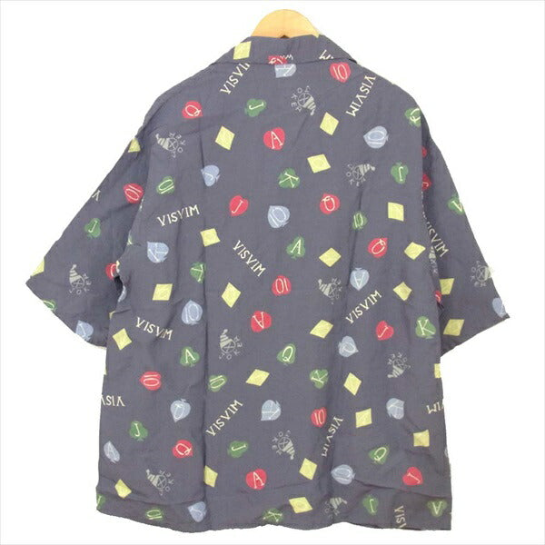 VISVIM ビズビム 0120105011016 CATSKILL SHIRT S/S TRUMPS レーヨン 半袖シャツ グレー系 5【新古品】【未使用】【中古】