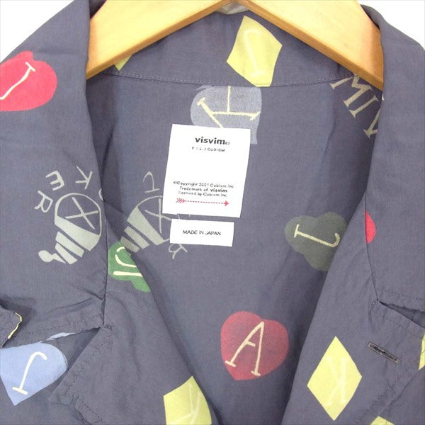 VISVIM ビズビム 0120105011016 CATSKILL SHIRT S/S TRUMPS レーヨン 半袖シャツ グレー系 5【新古品】【未使用】【中古】