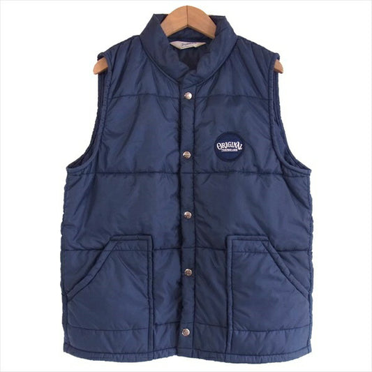 TENDERLOIN テンダーロイン T-NRA VEST  ロゴワッペン プリマロフト 中綿 ベスト ジレ ネイビー系 S【中古】