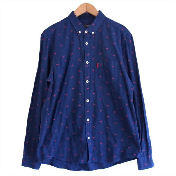 BLACK LABEL CRESTBRIDGE ブラックレーベル・クレストブリッジ 総柄 長袖シャツ ネイビー系 ネイビー系 3【中古】