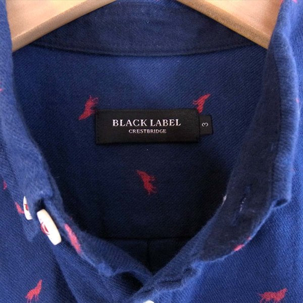 BLACK LABEL CRESTBRIDGE ブラックレーベル・クレストブリッジ 総柄 長袖シャツ ネイビー系 ネイビー系 3【中古】