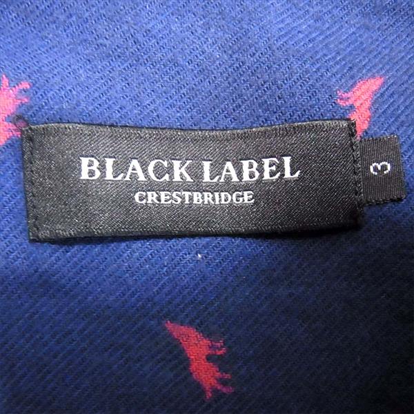 BLACK LABEL CRESTBRIDGE ブラックレーベル・クレストブリッジ 総柄 長袖シャツ ネイビー系 ネイビー系 3【中古】
