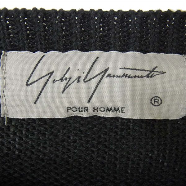 Yohji Yamamoto ヨウジヤマモト HN-K08-872-2A プールオム 20SS 丸首A ニット ブラック系 3【極上美品】【中古】