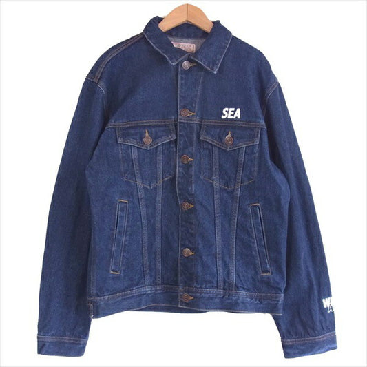 Guess ゲス 20SS MK1D8981WS ウィンダンシー WIND AND SEA Oversized Triangle ロゴ デニム ジャケット インディゴブルー系 S【新古品】【未使用】【中古】