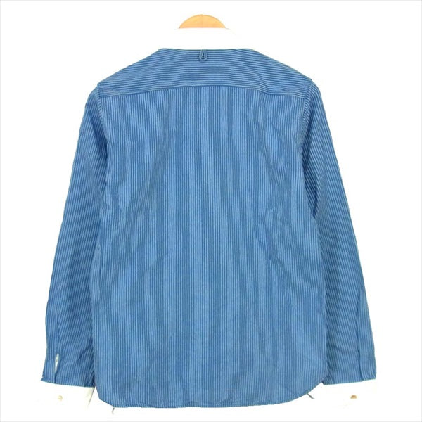 ORGUEIL オルゲイユ OR-5011A Shawl Collar Stripe Shirts ショール カラー ストライプ 長袖シャツ ブルー系 36【中古】