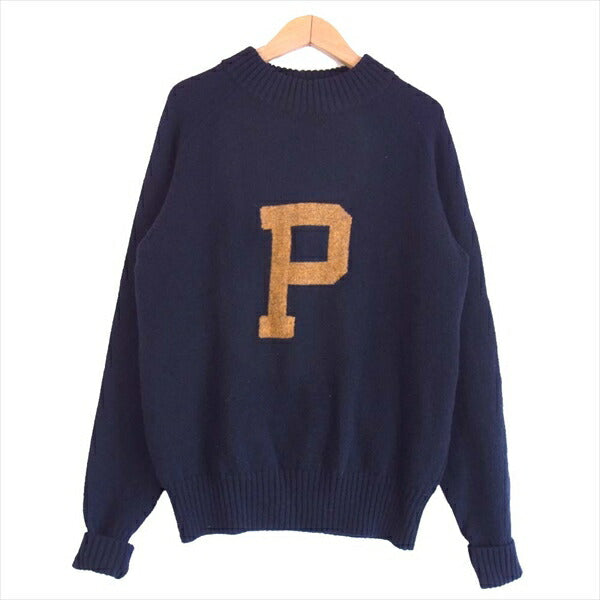 Pherrow's フェローズ 16W-PJCS1 モックネック カレッジ セーター ニット ネイビー系 38【美品】【中古】