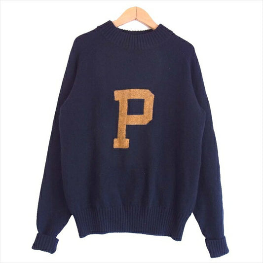 Pherrow's フェローズ 16W-PJCS1 モックネック カレッジ セーター ニット ネイビー系 38【美品】【中古】