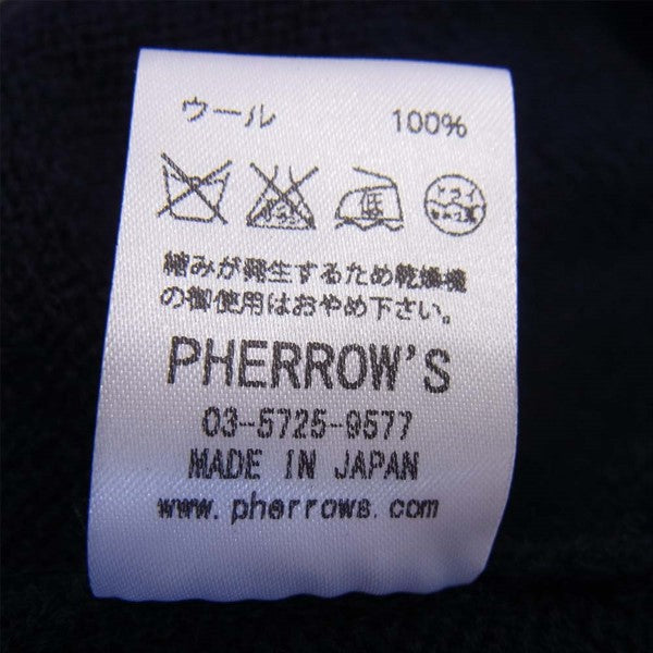 Pherrow's フェローズ 16W-PJCS1 モックネック カレッジ セーター ニット ネイビー系 38【美品】【中古】