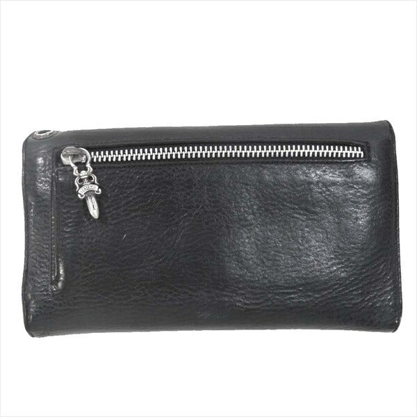 CHROME HEARTS クロムハーツ（原本無） WAVE CROSS BALL WALLET ウェーブ ウォレット クロス ボタン 財布 ブラック系【中古】