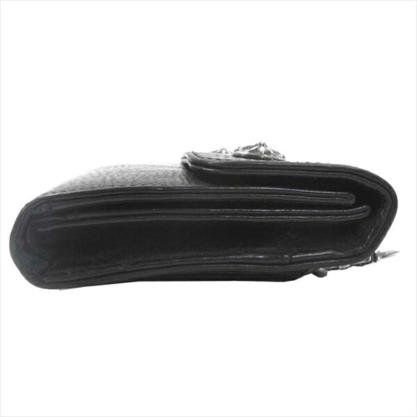 CHROME HEARTS クロムハーツ（原本無） WAVE CROSS BALL WALLET ウェーブ ウォレット クロス ボタン 財布 ブラック系【中古】