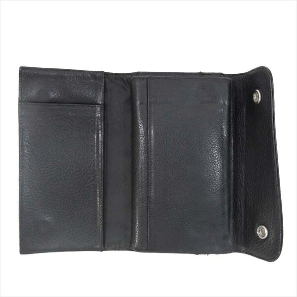 CHROME HEARTS クロムハーツ（原本無） WAVE CROSS BALL WALLET ウェーブ ウォレット クロス ボタン 財布 ブラック系【中古】