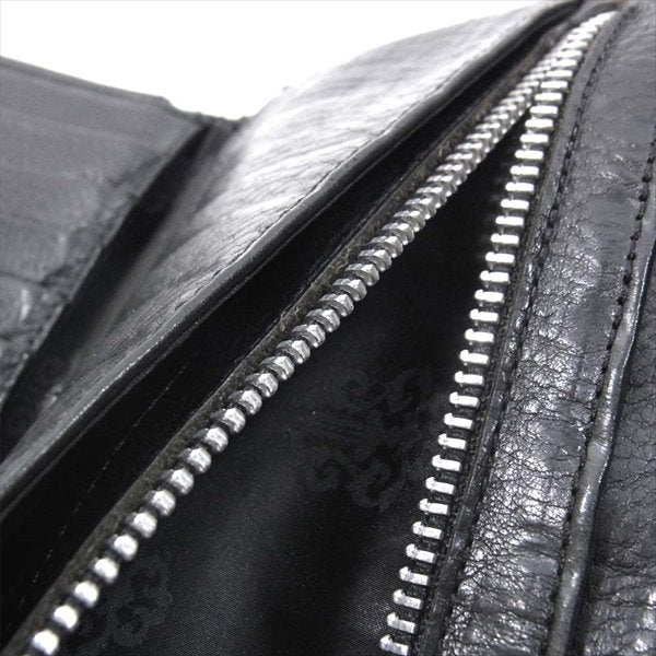 CHROME HEARTS クロムハーツ（原本無） WAVE CROSS BALL WALLET ウェーブ ウォレット クロス ボタン 財布 ブラック系【中古】