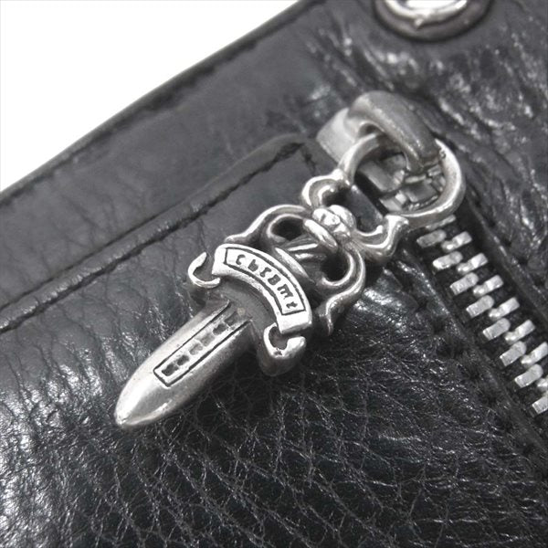 CHROME HEARTS クロムハーツ（原本無） WAVE CROSS BALL WALLET ウェーブ ウォレット クロス ボタン 財布 ブラック系【中古】