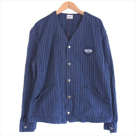 TENDERLOIN テンダーロイン T-ENGINEER JKT エンジニア ノーカラー ストライプ ジャケット インディゴブルー系 L【中古】
