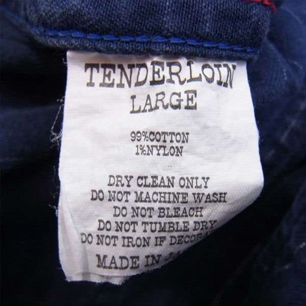 TENDERLOIN テンダーロイン T-ENGINEER JKT エンジニア ノーカラー ストライプ ジャケット インディゴブルー系 L【中古】