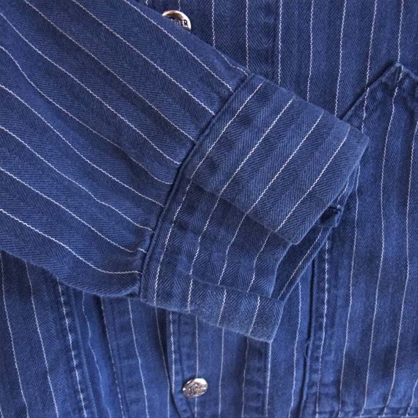 TENDERLOIN テンダーロイン T-ENGINEER JKT エンジニア ノーカラー ストライプ ジャケット インディゴブルー系 L【中古】