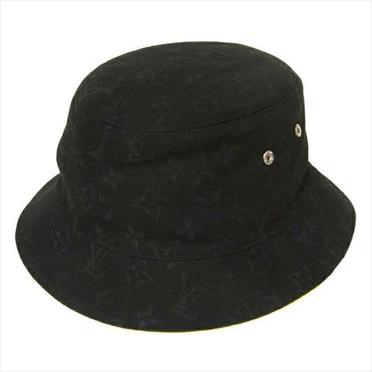 LOUIS VUITTON ルイ・ヴィトン M76209 シャポー モノグラム デニム リバーシブル バケット 黒 × 黄色【新古品】【未使用】【中古】