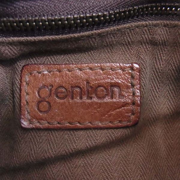 genten ゲンテン フック付き レザー トート ハンドバッグ レザーバッグ ブラウン系 ブラウン系【中古】